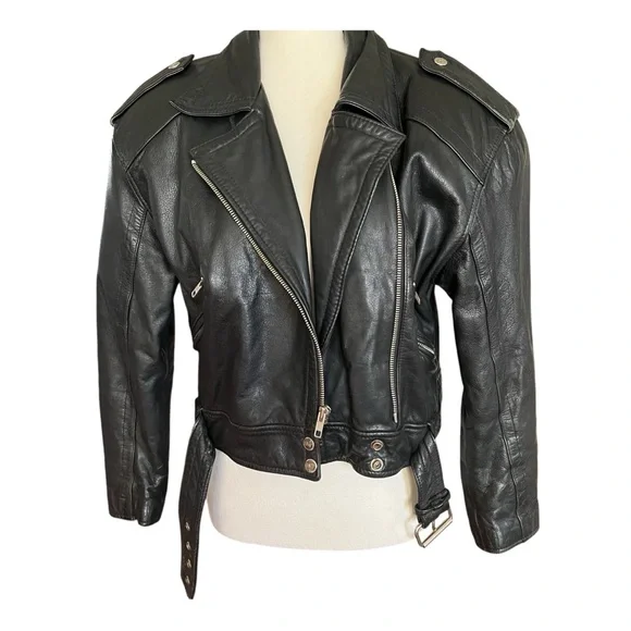 VTG. EXP Moto 100% Leather Crop Jacket. Sz.M - Picture 2 of 8
